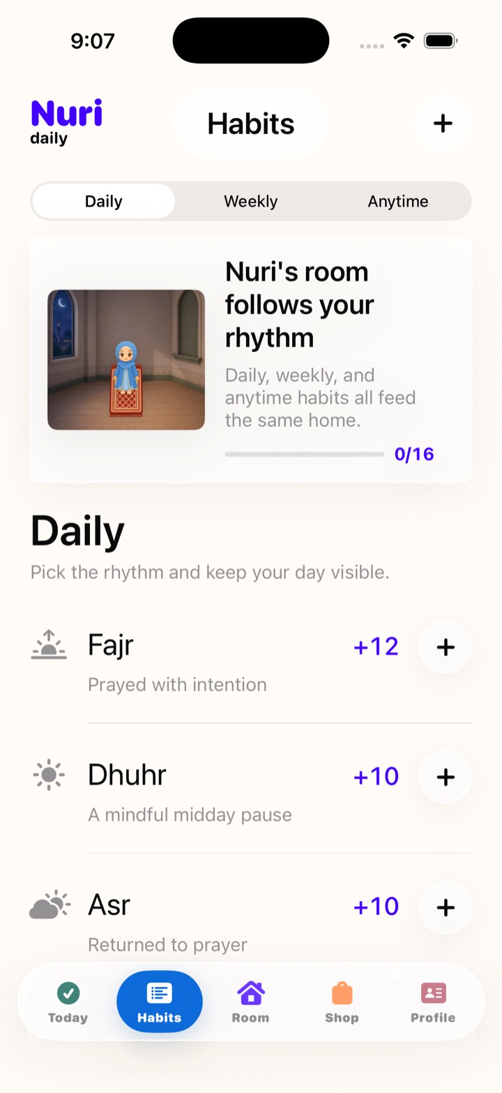 Nuri Habits screen