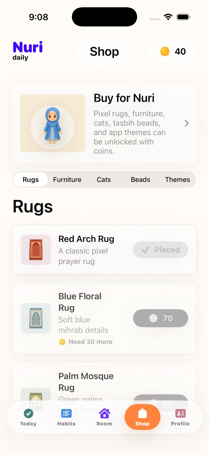 Nuri Shop screen